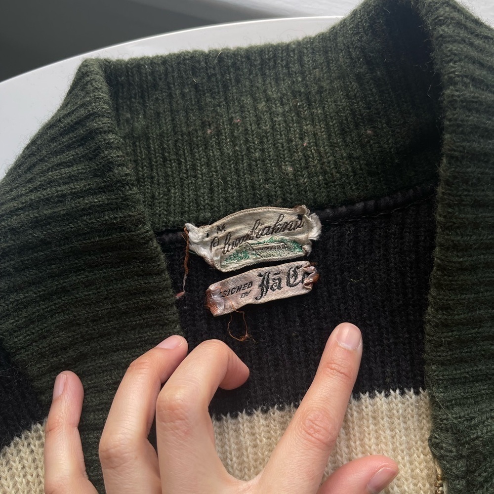 Vintage 40s/50s Striped Zip-Up Sweater - Picture 12 of 15